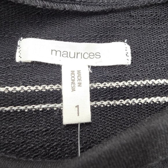 Maurices Shirt Womens 1 Black White Stripe Criss Cross Back 3/4 Sleeve Tunic - Picture 6 of 10